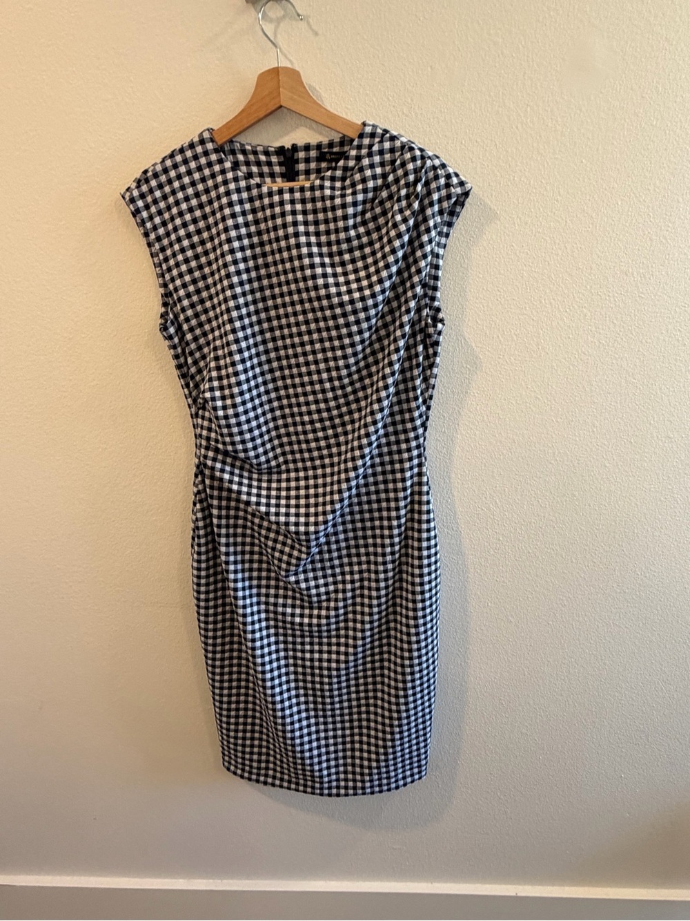 Brooks Brothers Black and White Gingham Midi Sheath Dress